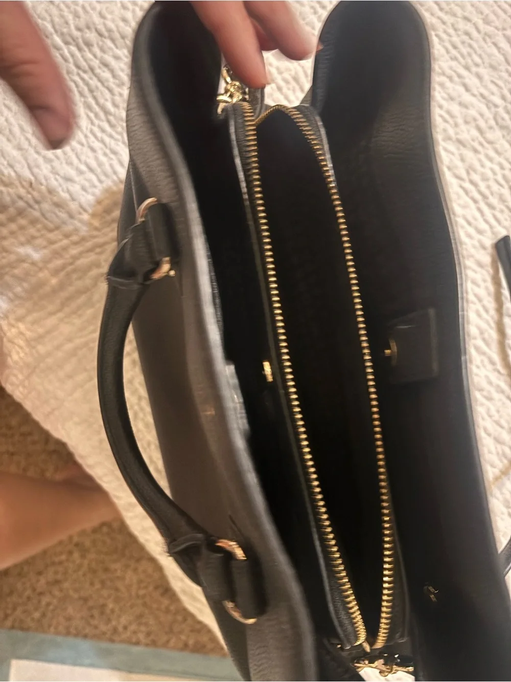 kate spade Black Pebbled Leather Satchel with Crossbody Strap